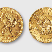 1908年美国金币5元