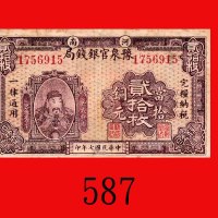民国七年河南豫泉官银钱局铜元贰拾枚。边损有修补，六五新Provincial Bank of Honan, 20 Copper Coins, 1918, s/n 1756915. Edge damage