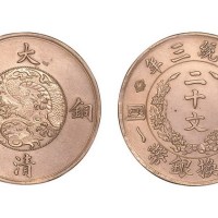 宣统三年大清铜币二十文白铜 完未流通