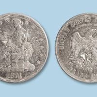1874年美国贸易银元一枚