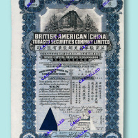 1929年英商驻华英美烟股票有限公司股票拾股一枚