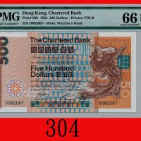 1982年香港渣打银行伍佰圆Standard Chartered Bank, $500, 1/1/1982 (Ma S43), s/n D082087. PMG EPQ 66 Gem UNC