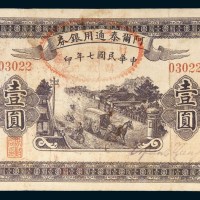 民国七年（1918年）阿尔泰通用银券壹圆