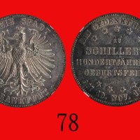 1859年德国银币 1 ThalerGermany: Silver Thaler, 1859, Frankfurt - J. Shciller. NGC AU58