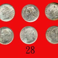 1892 - 1901年香港维多利亚银币五仙一组六枚。未使用 - 完全未使用Victoria, group of Silver 5 Cents, 1892-1901 (Ma C8). SOLD AS 