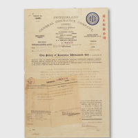 1942上海好华水火保险总行总价瑞士保险公司保单一件