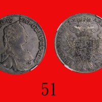 1765年奥地利银币 1/2ThalerAustria: Silver 1/2 Thaler, 1765, Mother Theresa. NGC AU Details, surf hairlines