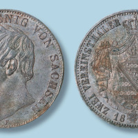 1857年德国萨克森公国2塔勒银币