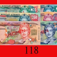 2000年百慕达金融局纸钞样票一套六枚：2 - 100元。均全新Bermuda Monetary Authority, set of $2 - $100 Specimens, 2000. SOLD A
