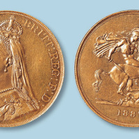 1887年英国维多利亚女王登基50周年5磅纪念大金币