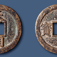 清代太平天国天国背通宝折十 极美品