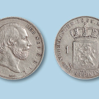 1855年荷兰国王像1G银币一枚