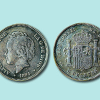 1894年西班牙5PESETAS银币