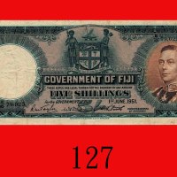 1951年菲济纸钞 5先令。七五新Government of Fiji: 5 Shillings, 1951, s/n B/10 79,023. VF-XF