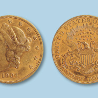 1904年美国20元金币一枚
