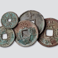 明代洪武通宝一组五枚
