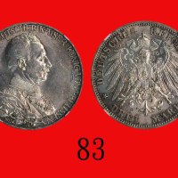 1913(A)年普鲁士银币 3马克Prussia: Silver 3 Marks, 1913A, Silver Jubilee of Wilhelm II. NGC MS63