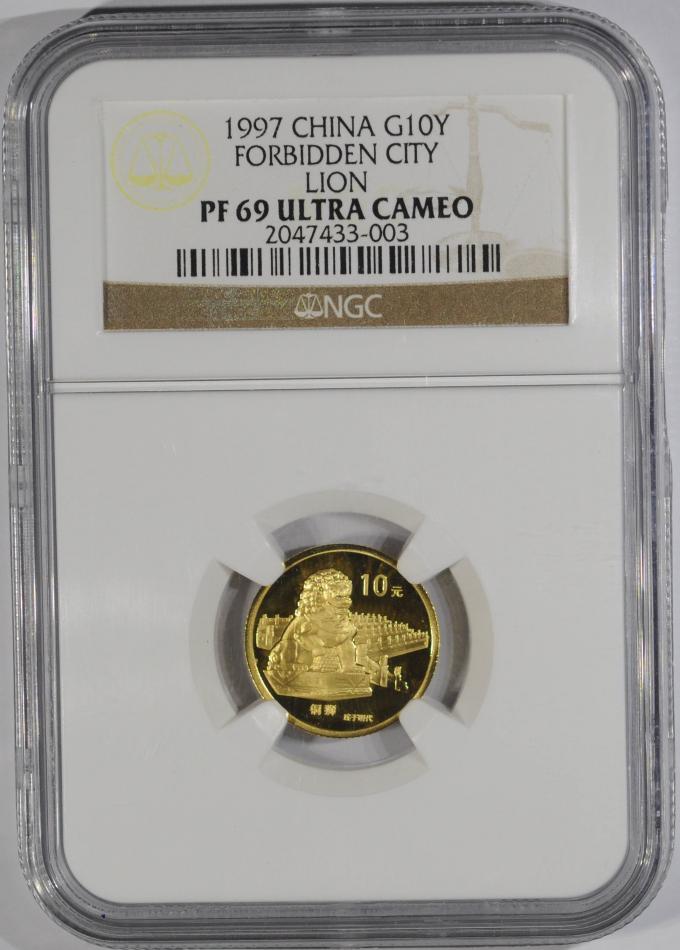LOT#29ER （1997年故宫1/10盎司金币 NGC PF69UC）
