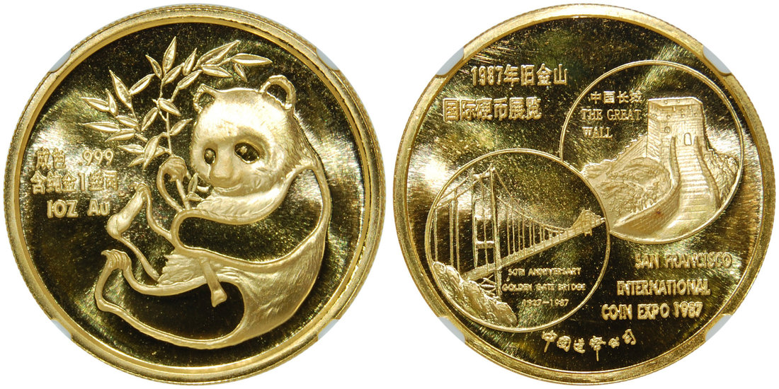 1987年美国旧金山国际硬币展览会纪念金章1盎司 NGC PF 68