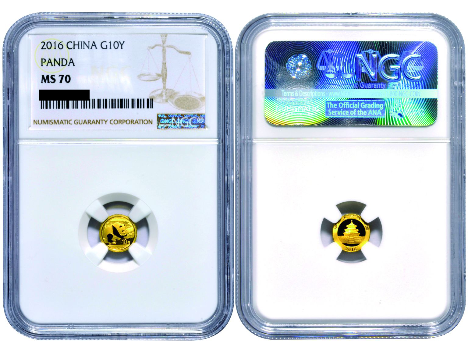 2016年熊猫纪念金币1克等5枚 NGC PF 70