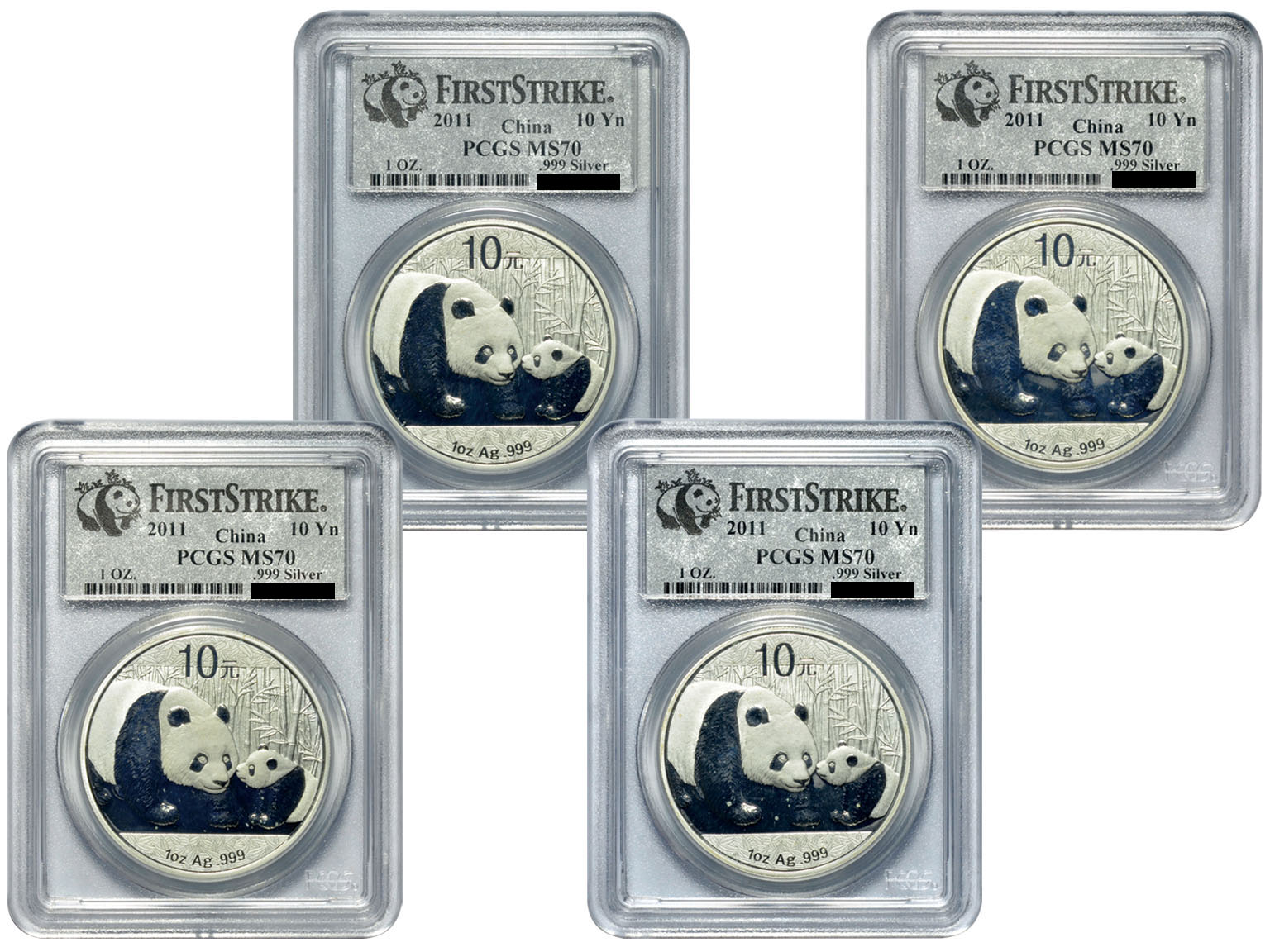 2011年熊猫纪念银币1盎司 PCGS MS 70