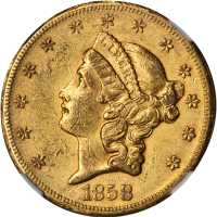 1858-S Liberty Head Double Eagle. AU-55 (NGC).