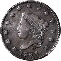1824 Matron Head Cent. N-4. Rarity-2. VF-30 (PCGS).