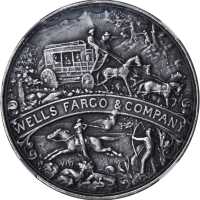 1902 Wells Fargo & Company Semicentennial. Silver. 40 mm. HK-296. Rarity-5. MS-63 (NGC).
