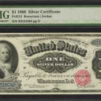 Fr. 215. 1886 $1 Silver Certificate. PMG Gem Uncirculated 65 EPQ.