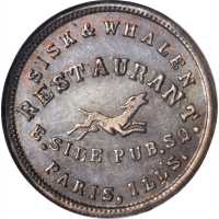 Illinois--Paris. 1863 Sisk & Whalen Restaurant. Fuld-690E-2a. Rarity-7. Copper. 19 mm. MS-66 BN (NGC