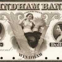 Windham, Connecticut. Windham Bank. ND (18xx). $5. About Uncirculated. Proof.
