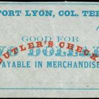 Fort Lyon, Colorado Territory. Sutlers Check. ND (18xx). $2. Extremely Fine. Remainder.