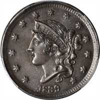 1839 Modified Matron Head Cent. N-9. Rarity-2. Silly Head. MS-65 BN (PCGS).