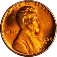 1948-D Lincoln Cent. MS-67 RD (PCGS). CAC.