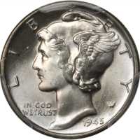 1945 Mercury Dime. MS-66 (PCGS).