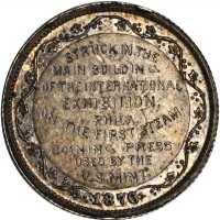1876 International Exhibition. Rulau Pa-Ph 156, var--Overstruck on a Liberty Seated Dime--18 mm. Cho
