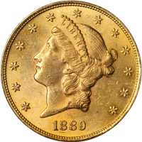 1889 Liberty Head Double Eagle. AU-58 (PCGS).