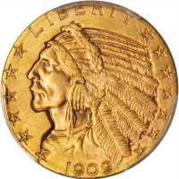 1909 Indian Half Eagle. MS-65 (PCGS).