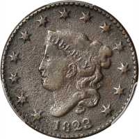 1823/2 Matron Head Cent. N-1. Rarity-2. VF Details--Environmental Damage (PCGS).