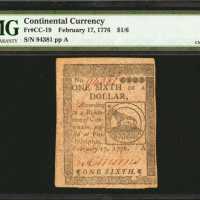 CC-19. Continental Currency. February 17, 1776. $1/6. PMG Choice Extremely Fine 45.