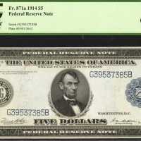 Fr. 871a. 1914 $5 Federal Reserve Note. Chicago. PCGS Gem New 66 PPQ.