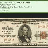 La Plata, Maryland. $5 1929 Ty. 1. Fr. 1800-1. The Southern Maryland NB. Charter #8456. PCGS Extreme