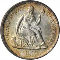 1868-S Liberty Seated Half Dime. MS-63 (PCGS). CAC.