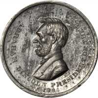 1864 Abraham Lincoln. DeWitt-AL 1864-26. White metal. 27.8 mm. Choice About Uncirculated.