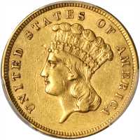 1860 Three-Dollar Gold Piece. AU-53 (PCGS).