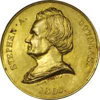 1860 Stephen Douglas. DeWitt-SD 1860-5a. Brass. 34.8 mm. MS-65 (NGC).
