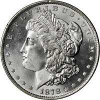 1878 Morgan Silver Dollar. 7 Tailfeathers. Reverse of 1879. MS-65+ (PCGS).