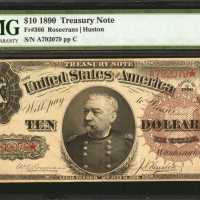 Fr. 366. 1890 $10 Treasury Note. PMG Very Fine 30.