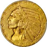 1911 Indian Half Eagle. MS-64 (PCGS).