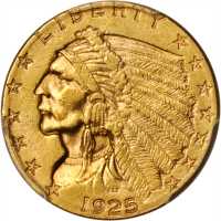 1925-D Indian Quarter Eagle. MS-61 (PCGS).